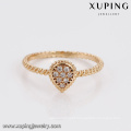 14708 Fine jewelry ladies drop shape ring with zircon stone wholesale 18k gold finger rings